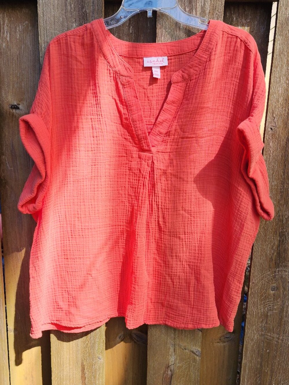 EUC Women's Isabele Ingrid XXL Bright Orange popover cotton shirt